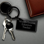Stellar Black Stainless Substitute Teacher Keychain Gift