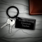 Stellar Black Stainless Substitute Teacher Keychain Gift
