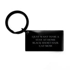 Funny Black Short Hair Cat Mom Keychain Gifts for Friends from Men - Christmas Unique