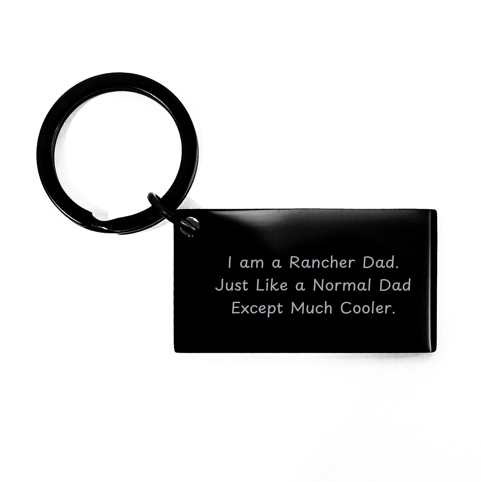 Rancher Dad Keychain Gifts for Men, Funny Inspirational Rancher Keychain Black Stainless Steel Keychain, Christmas Unique Gifts from Dad to Rancher - Image 1