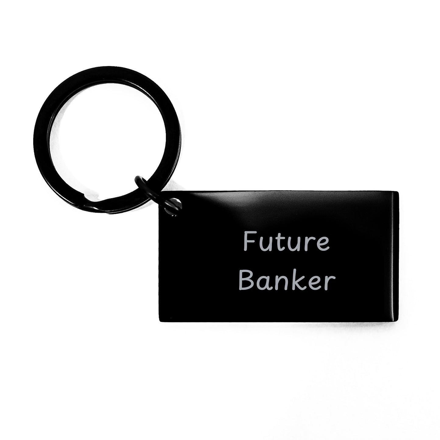 Funny Future Banker Keychain Gifts from Coworkers to Friends, Inspirational Quote, Black Stainless Steel, 1.57 x 0.87 inches, Birthday Unique Gifts - Image 1