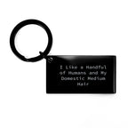 Domestic Medium Hair Cat Engraved Keychain, Funny Quote for Cat Lovers, Christmas Unique Gifts from Friends