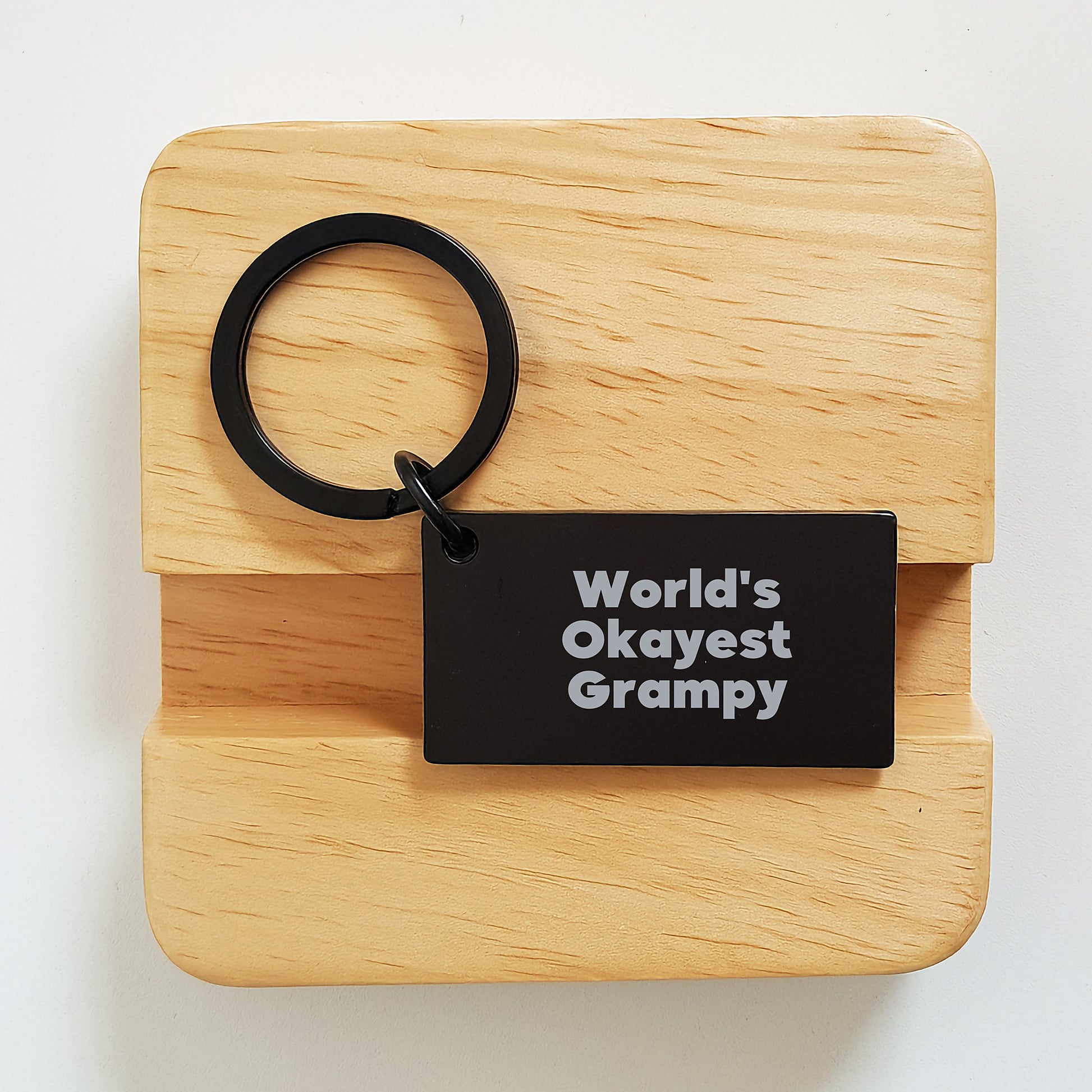 Funny Grampy Gifts from Men for World's Okayest Grampy Keychain, Birthday Unique Gifts - Image 2