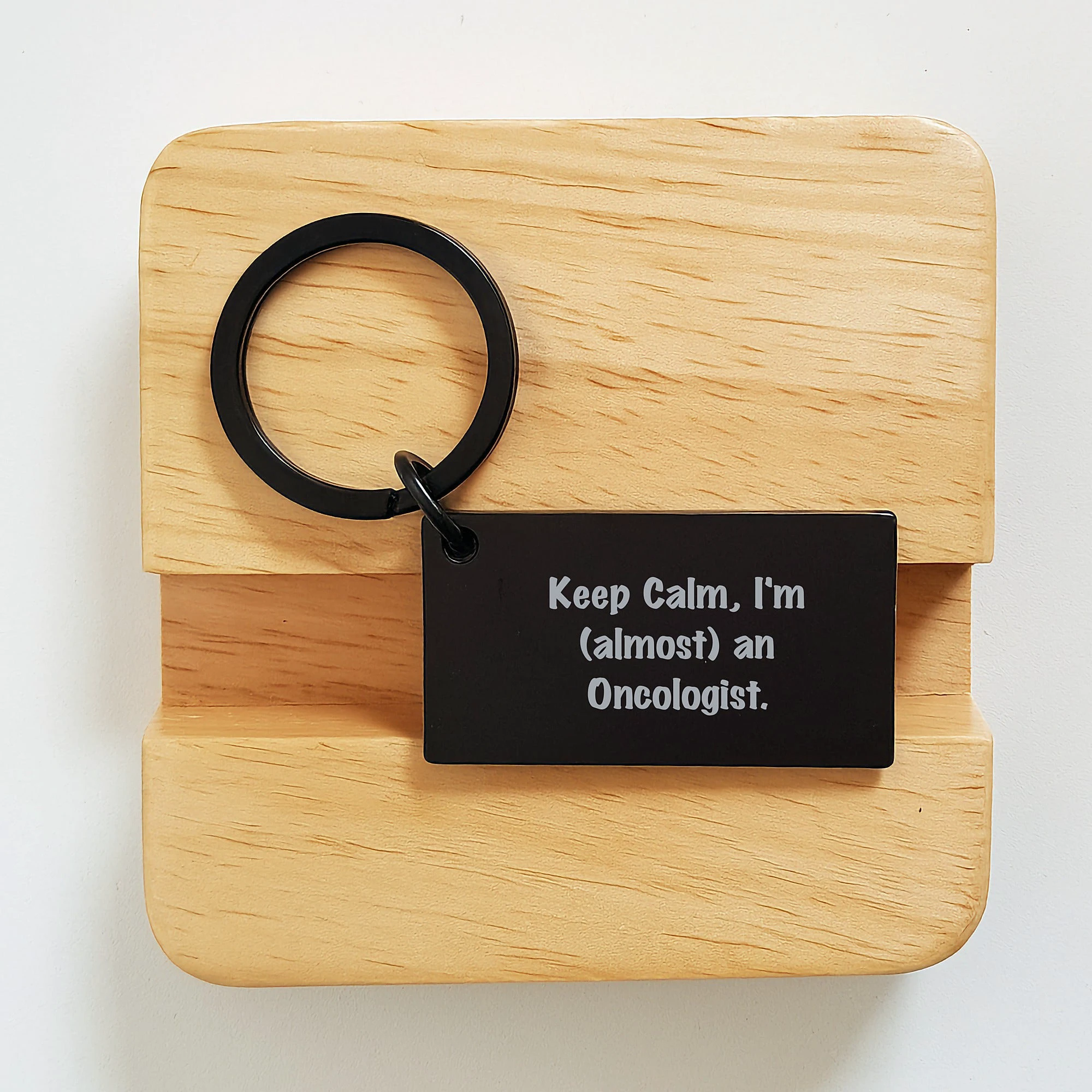 Funny Oncologist Keychain Gifts for Men from Friends - Christmas Unique Keychain with 'Keep Calm, I'm (almost) An Oncologist.' Quote