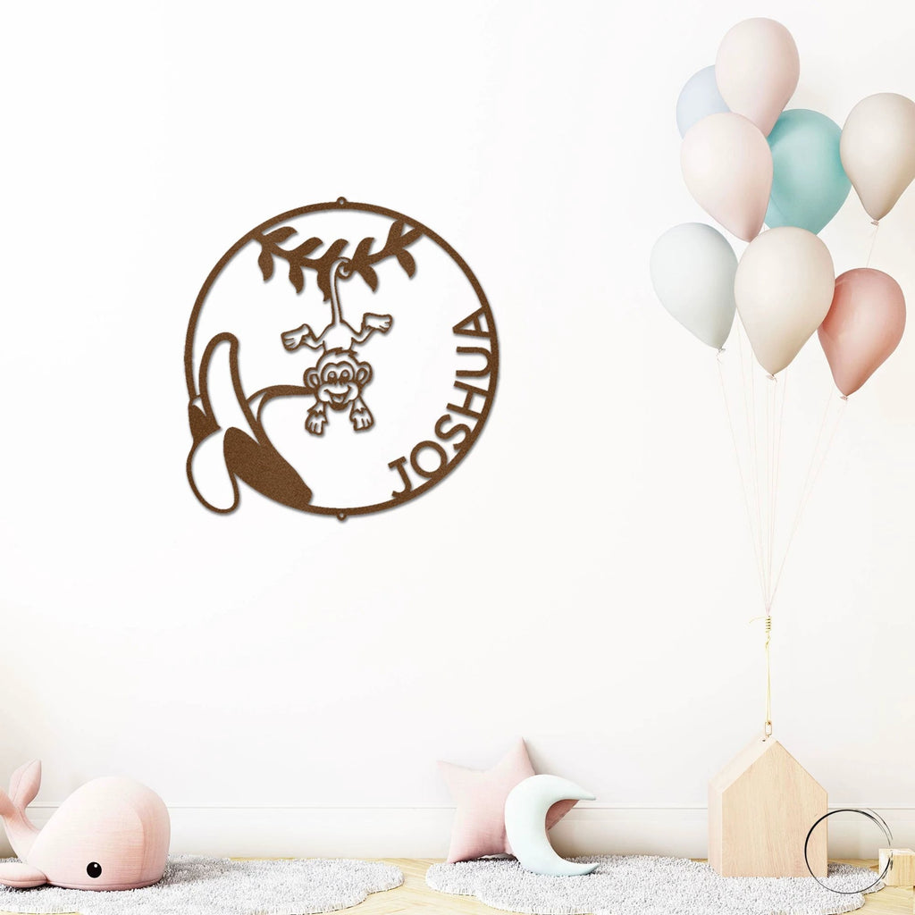 Our Little Monkey Monogram Personalized Steel Wall Sign Metal Art