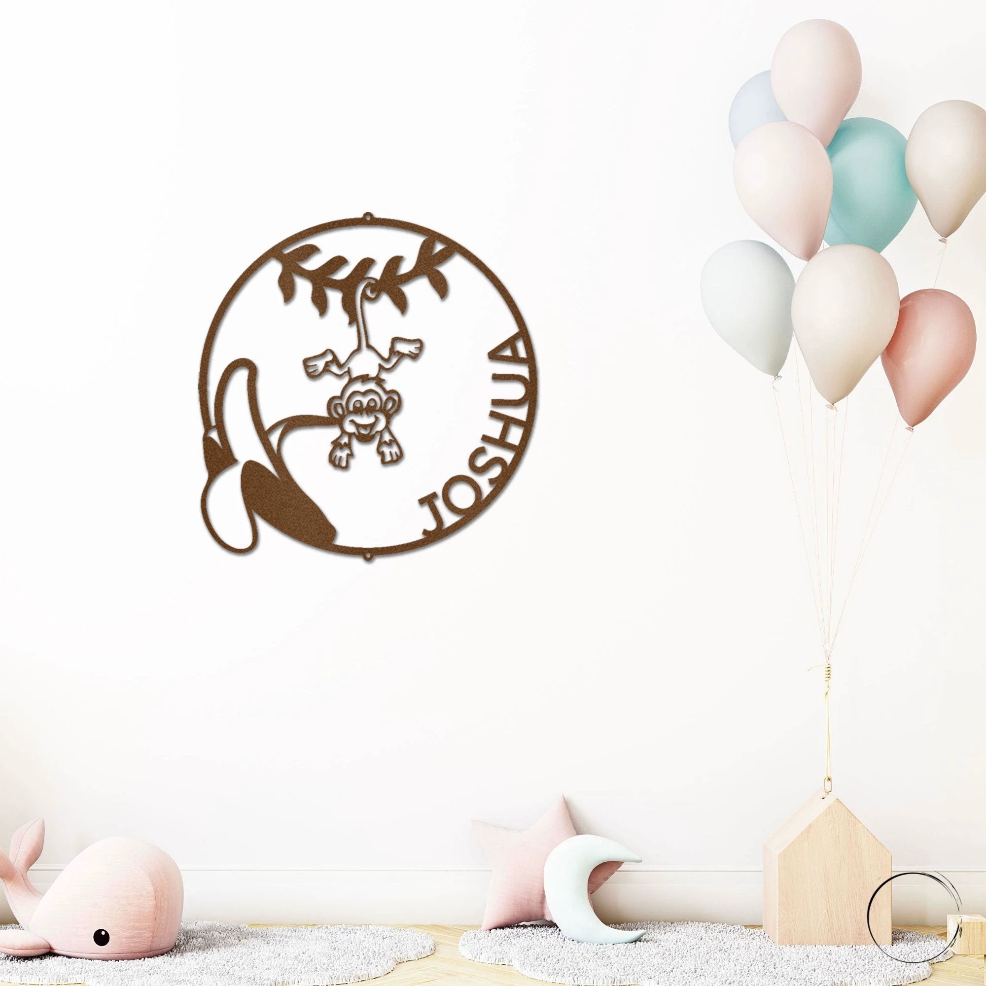 Our Little Monkey Monogram Personalized Steel Wall Sign Metal Art