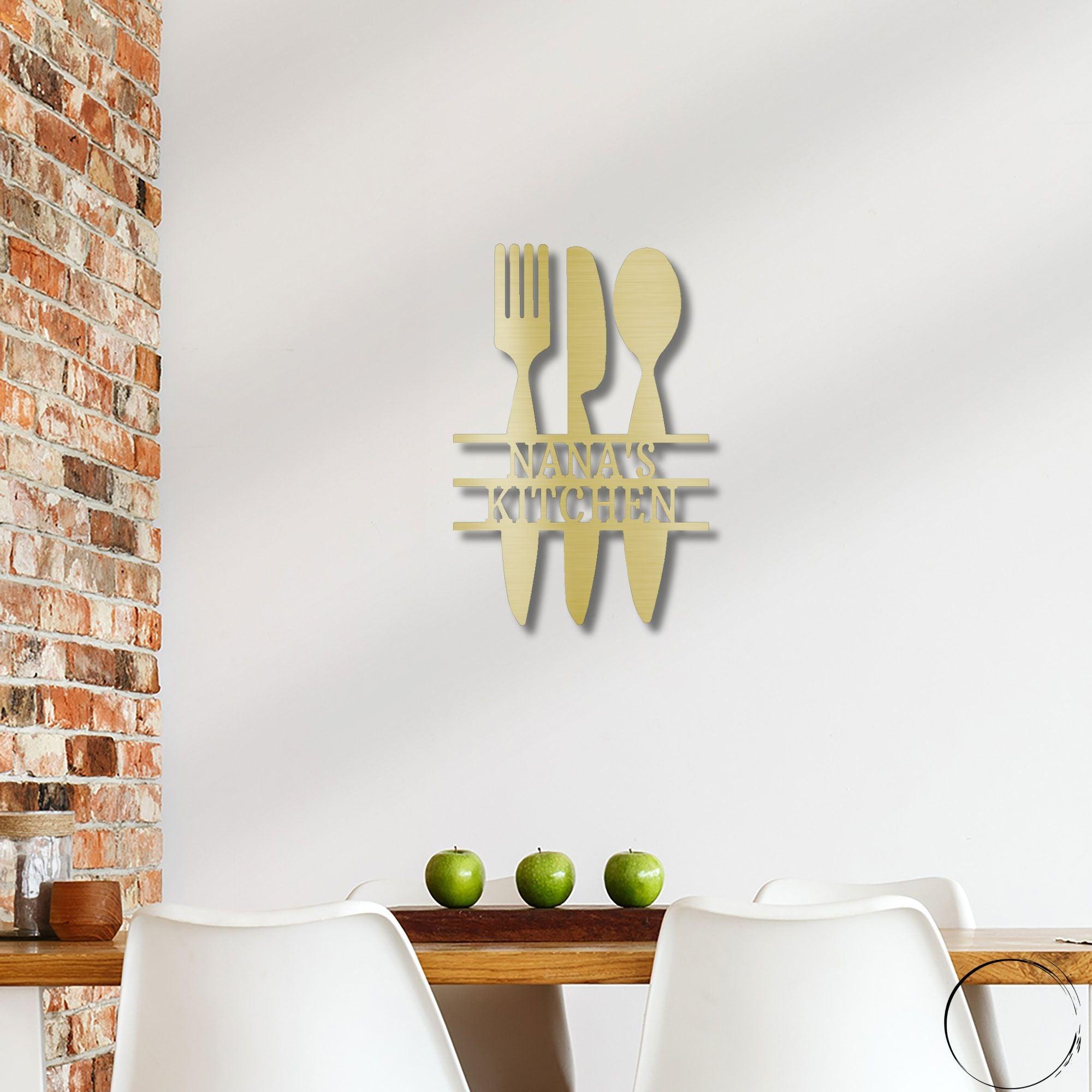 Kitchen Utensil Monogram Personalized Indoor Outdoor Steel Wall Sign Art - Mallard Moon Gift Shop