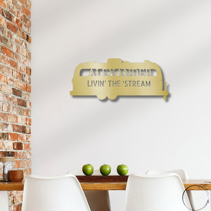 Airstream RV Custom Text Monogram Wall Sign Metal Art - Mallard Moon Gift Shop