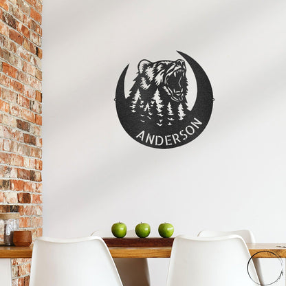 Roaring Bear Custom Name Indoor Outdoor Steel Wall Sign - Mallard Moon Gift Shop
