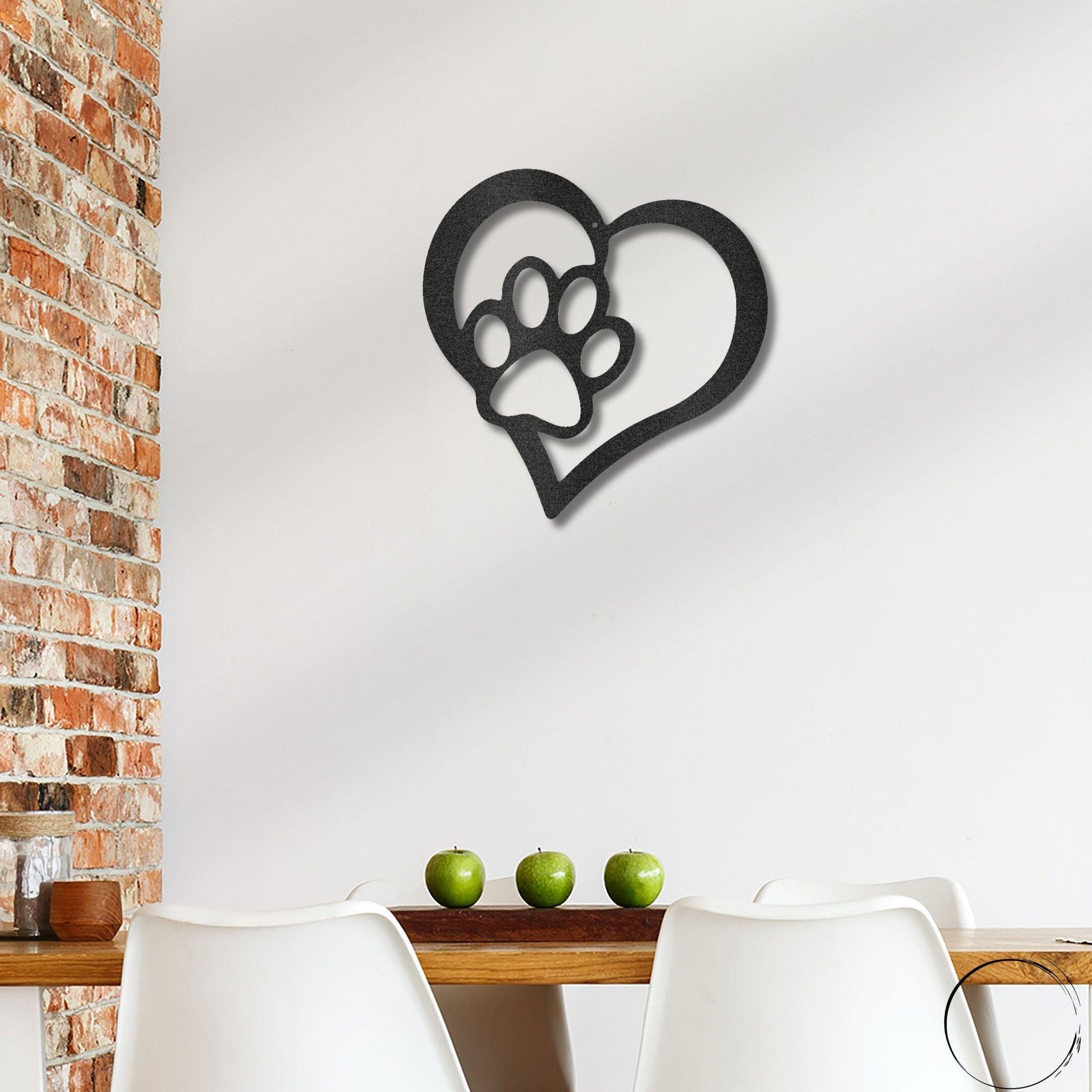 Puppy Love Paw Print Metal Art Wall Sign - Mallard Moon Gift Shop