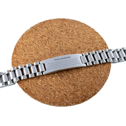 Daughter Ladder Stainless Steel Engraved Bracelet, Sentimental Birthday Christmas - Behind you, all your memories, before you, all your dreams, around you, all who love you, within you, all you need - Mallard Moon Gift Shop