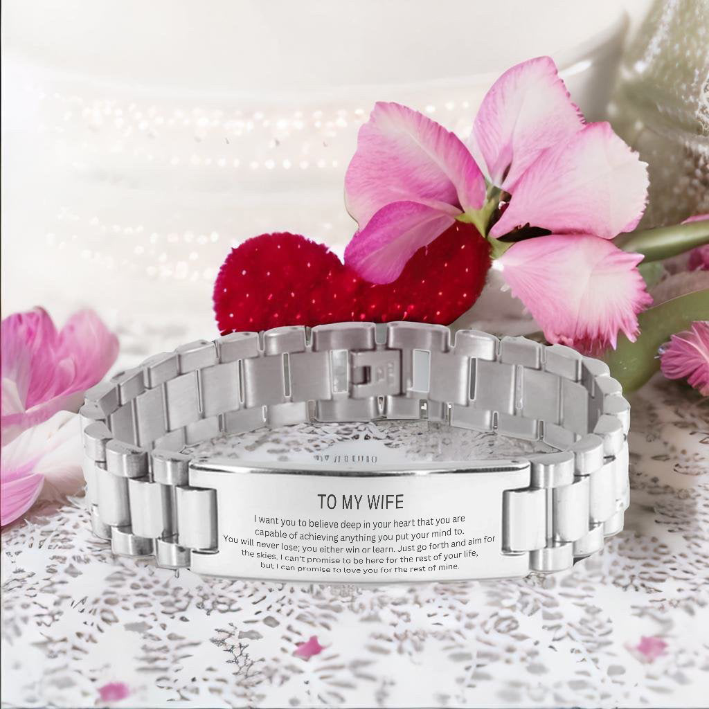 Inspirational Wife Ladder Stainless Steel Engraved Bracelet - Mallard Moon Gift Shop