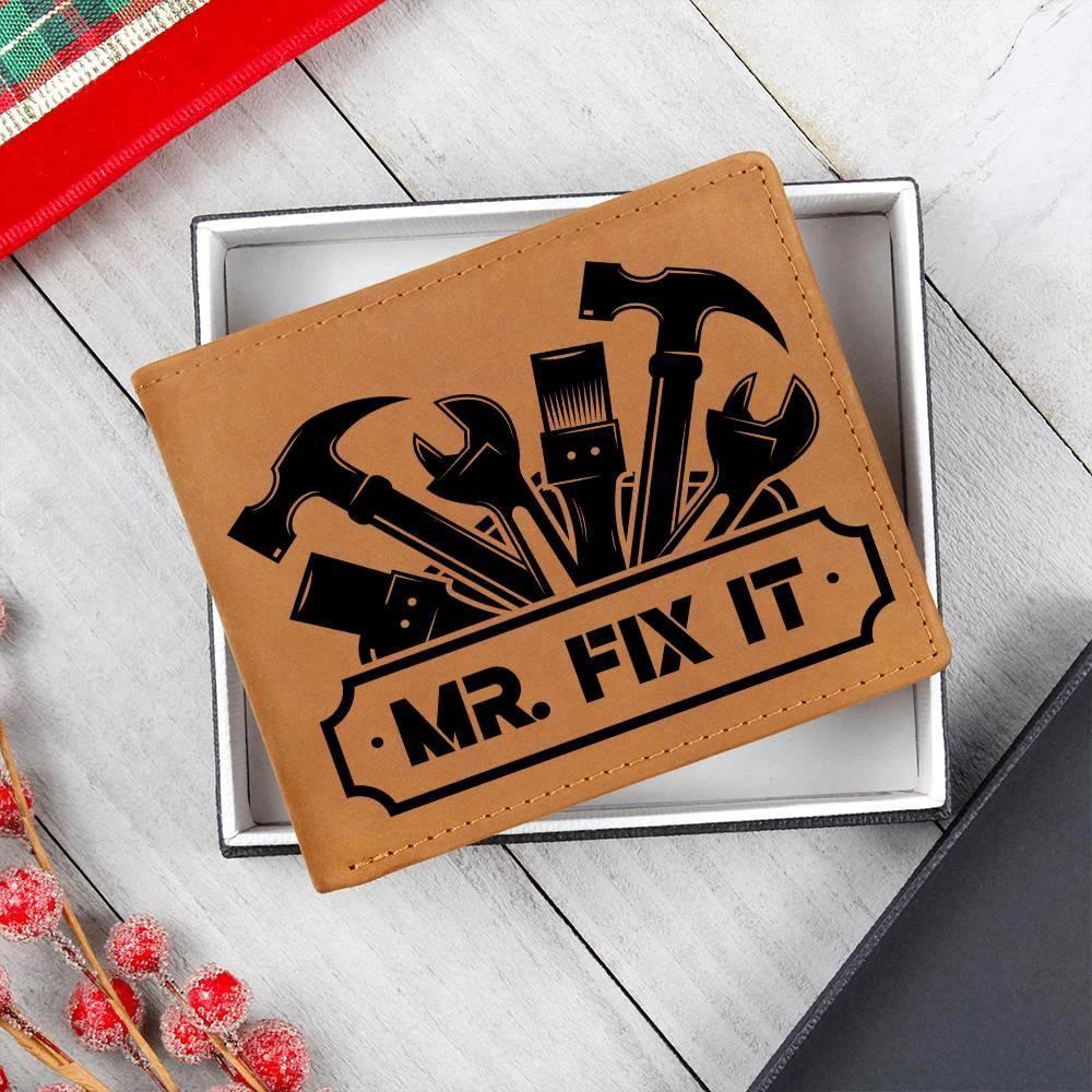 Leather Wallet - Mr. Fixit - Gift for Dad Husband Grandfather DIY Guy