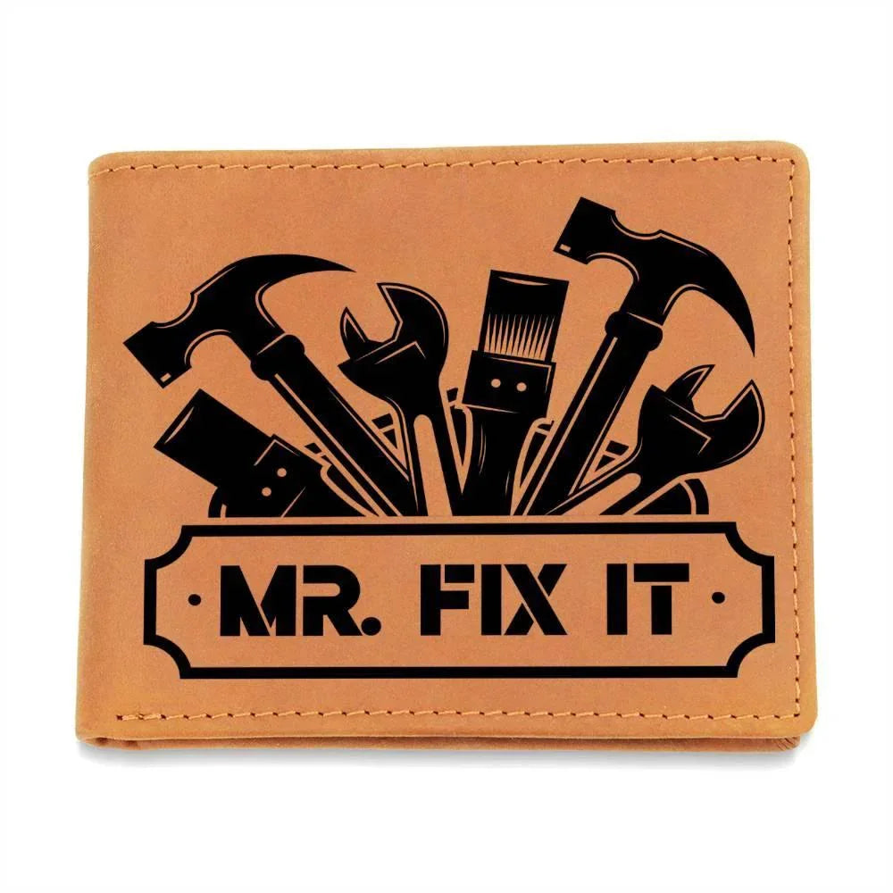 Leather Wallet - Mr. Fixit - Gift for Dad Husband Grandfather DIY Guy