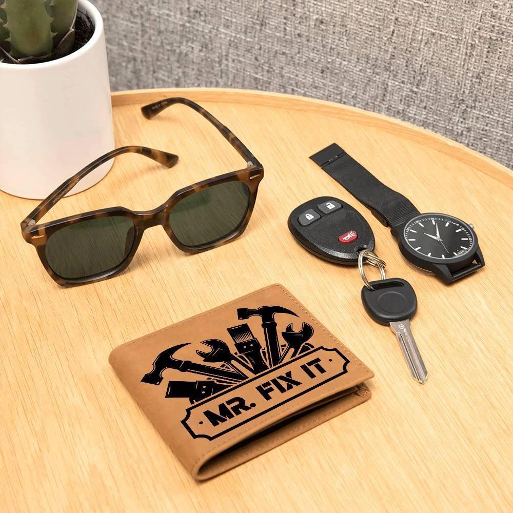 Leather Wallet - Mr. Fixit - Gift for Dad Husband Grandfather DIY Guy