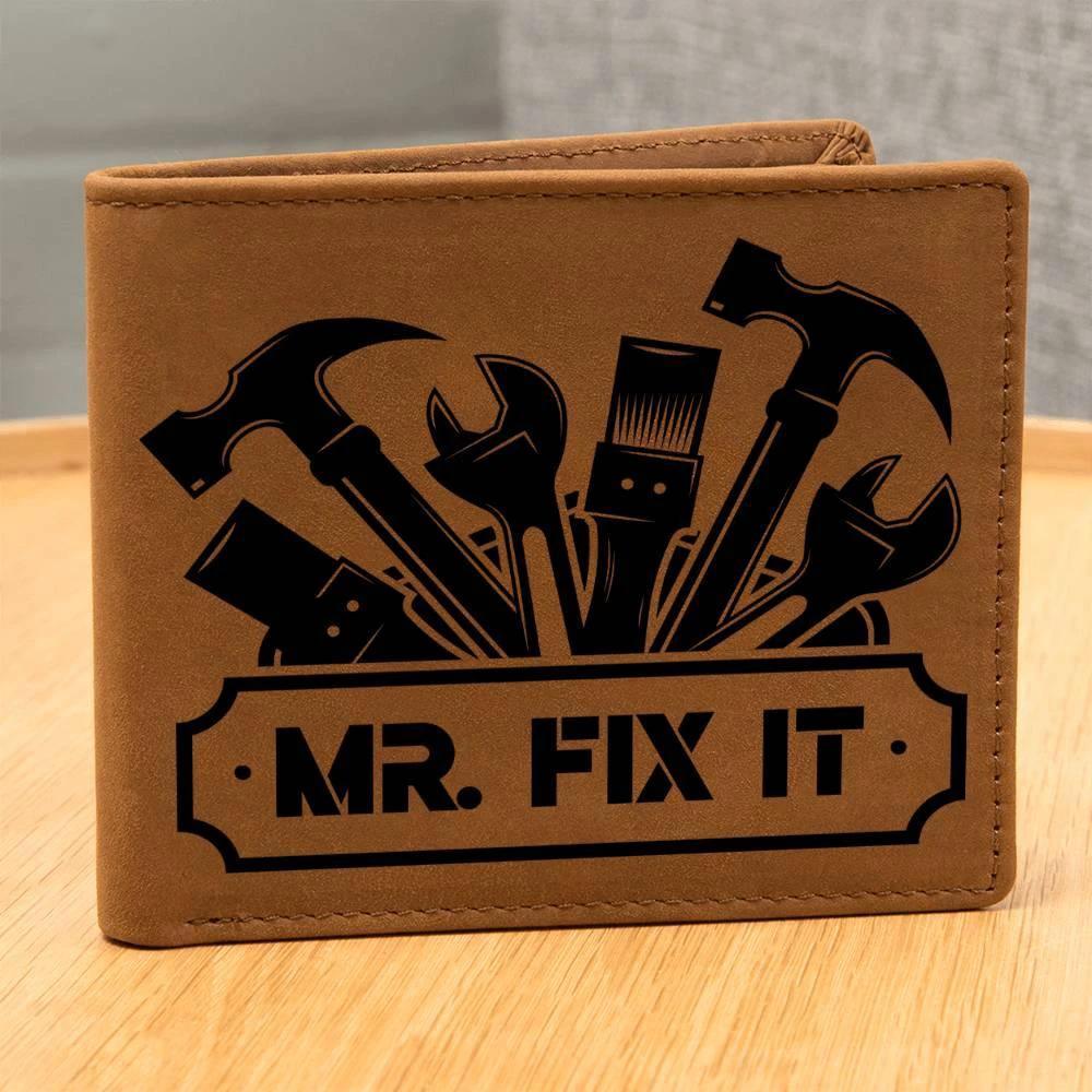 Leather Wallet - Mr. Fixit - Gift for Dad Husband Grandfather DIY Guy