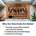 Leave Your Brooms at the Door Halloween Doormat – Funny Witch Outdoor Mat