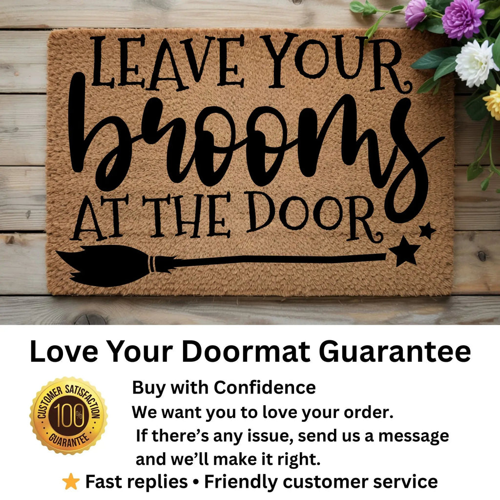 Leave Your Brooms at the Door Halloween Doormat – Funny Witch Outdoor Mat