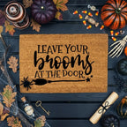 Leave Your Brooms at the Door Halloween Doormat – Funny Witch Outdoor Mat