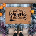 Leave Your Brooms at the Door Halloween Doormat – Funny Witch Outdoor Mat