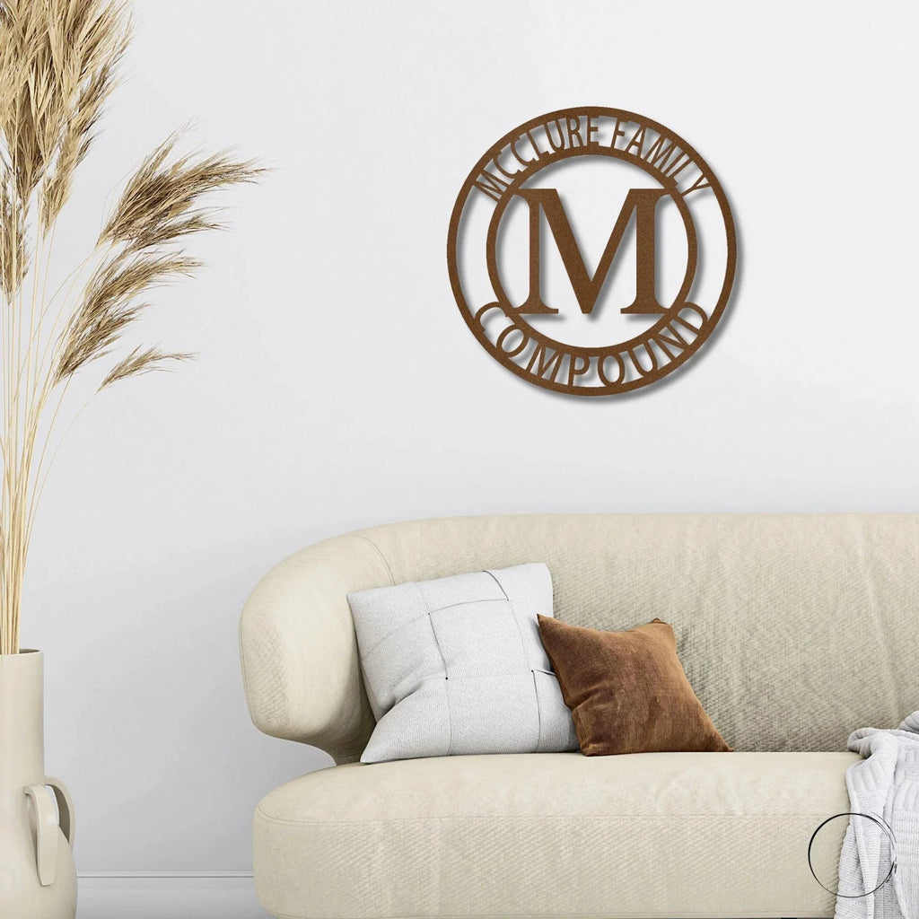 Letter Family Name Personalized Indoor Outdoor Steel Wall Sign Art