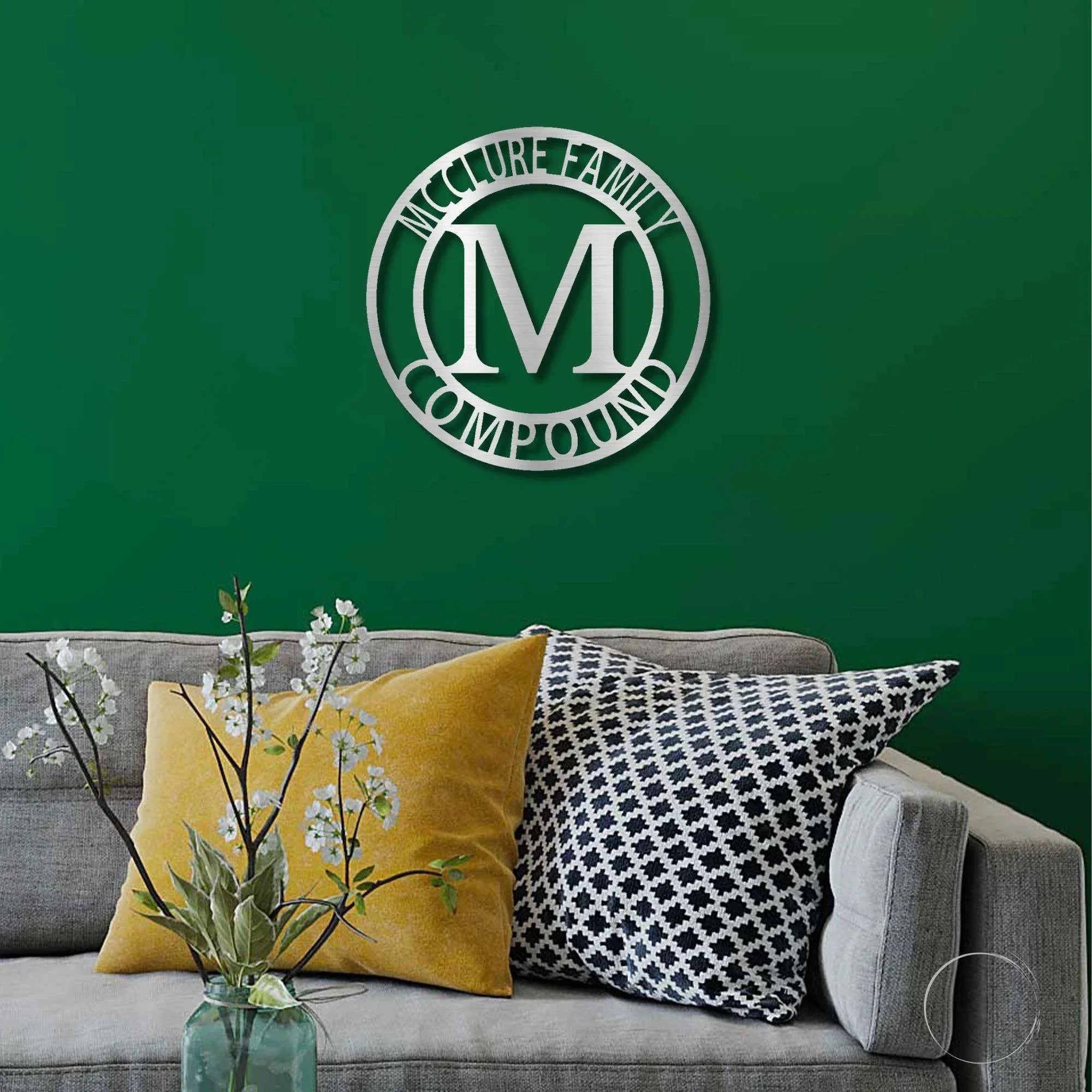 Letter Family Name Personalized Indoor Outdoor Steel Wall Sign Art
