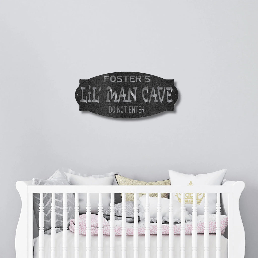 Lil Man Cave Personalized Name Indoor Outdoor Steel Wall Sign Metal Art Boy Room Decoration