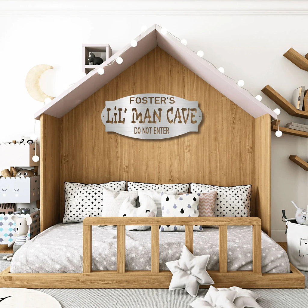 Lil Man Cave Personalized Name Indoor Outdoor Steel Wall Sign Metal Art Boy Room Decoration
