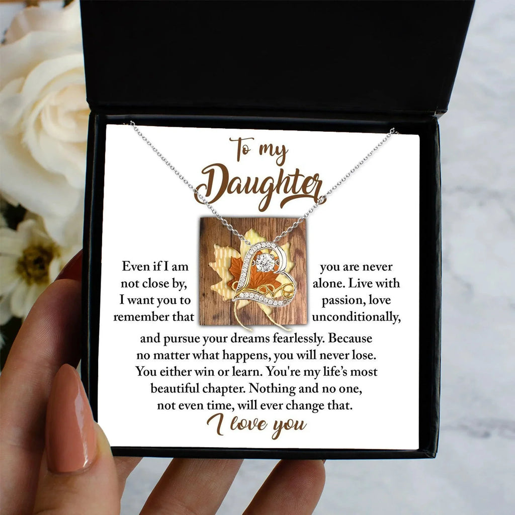 Daughter Birthday, Graduation, Christmas Inspirational Gift - Live With Passion - Love Dancing Heart Pendant Necklace
