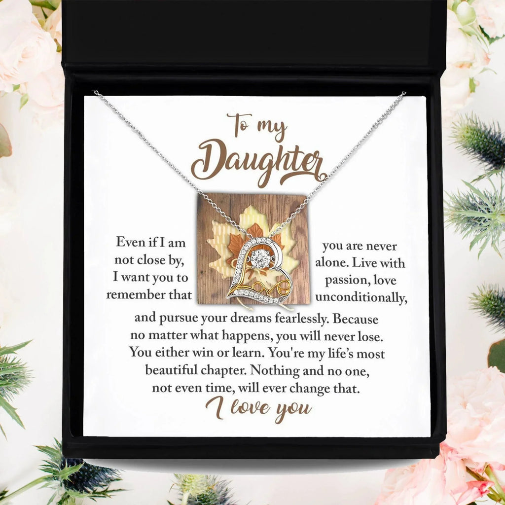 Daughter Birthday, Graduation, Christmas Inspirational Gift - Live With Passion - Love Dancing Heart Pendant Necklace