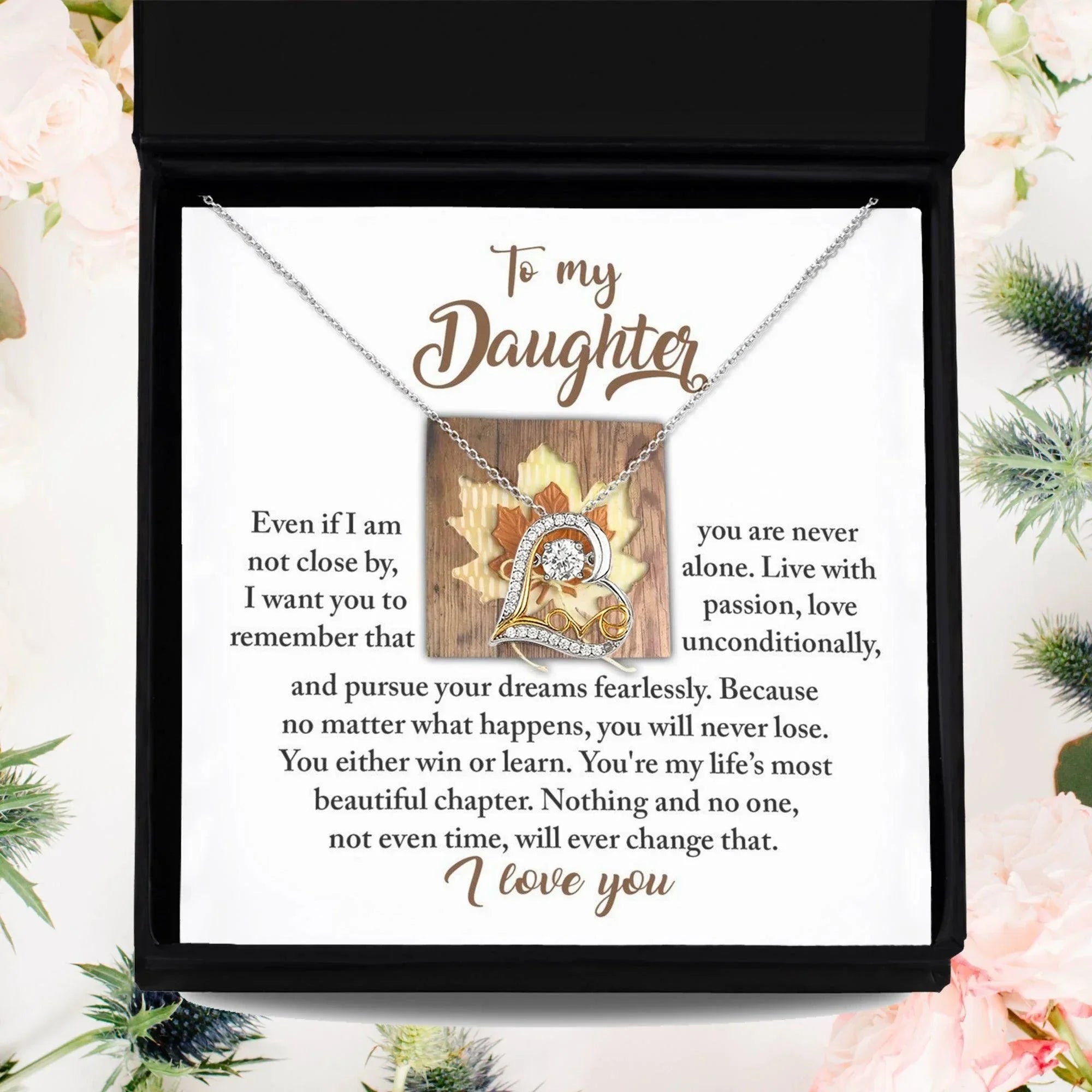 Daughter Birthday, Graduation, Christmas Inspirational Gift - Live With Passion - Love Dancing Heart Pendant Necklace