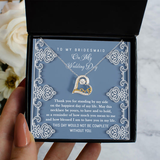 Bridesmaid Gift -Thank You for Standing By My Side Love Dancing Heart Pendant Necklace - Mallard Moon Gift Shop