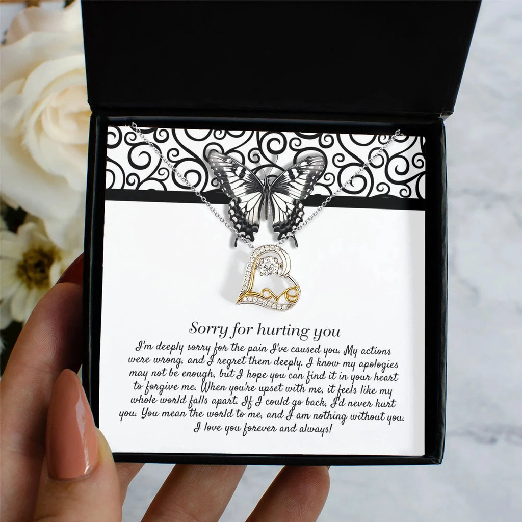 Apology Gift - Sorry for Hurting You - I am Nothing Without You - Love Dancing Heart Pendant Necklace