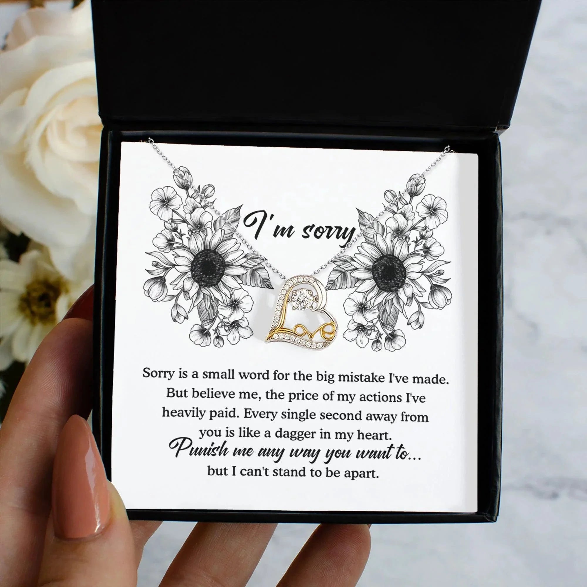 Apology Gift - Sorry is a Small Word for the Big Mistake - Love Dancing Heart Pendant Necklace