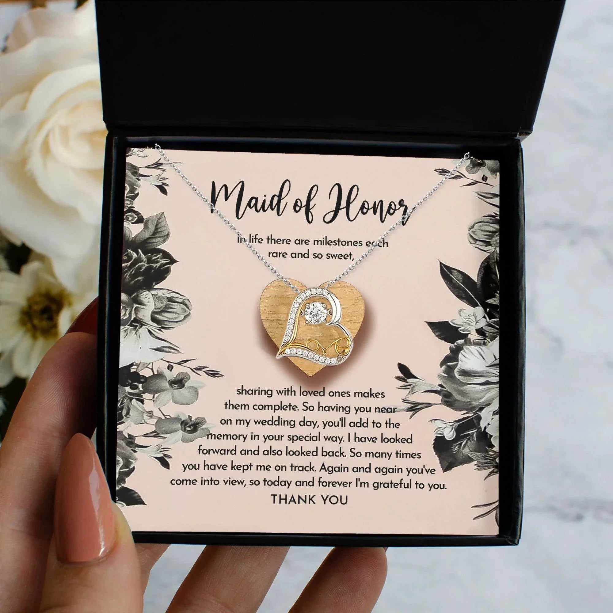 Maid of Honor Wedding Day Gift - My Wedding Day - Love Dancing Heart Pendant Necklace