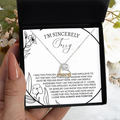 Apology Gift for Girlfriend, Wife, Soulmate -Sorry, Care For You - Love Dancing Heart Pendant Necklace - Mallard Moon Gift Shop