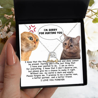 Apology Gift for Girlfriend, Wife, Soulmate - Sorry, Make It Right - Love Dancing Heart Pendant Necklace - Mallard Moon Gift Shop