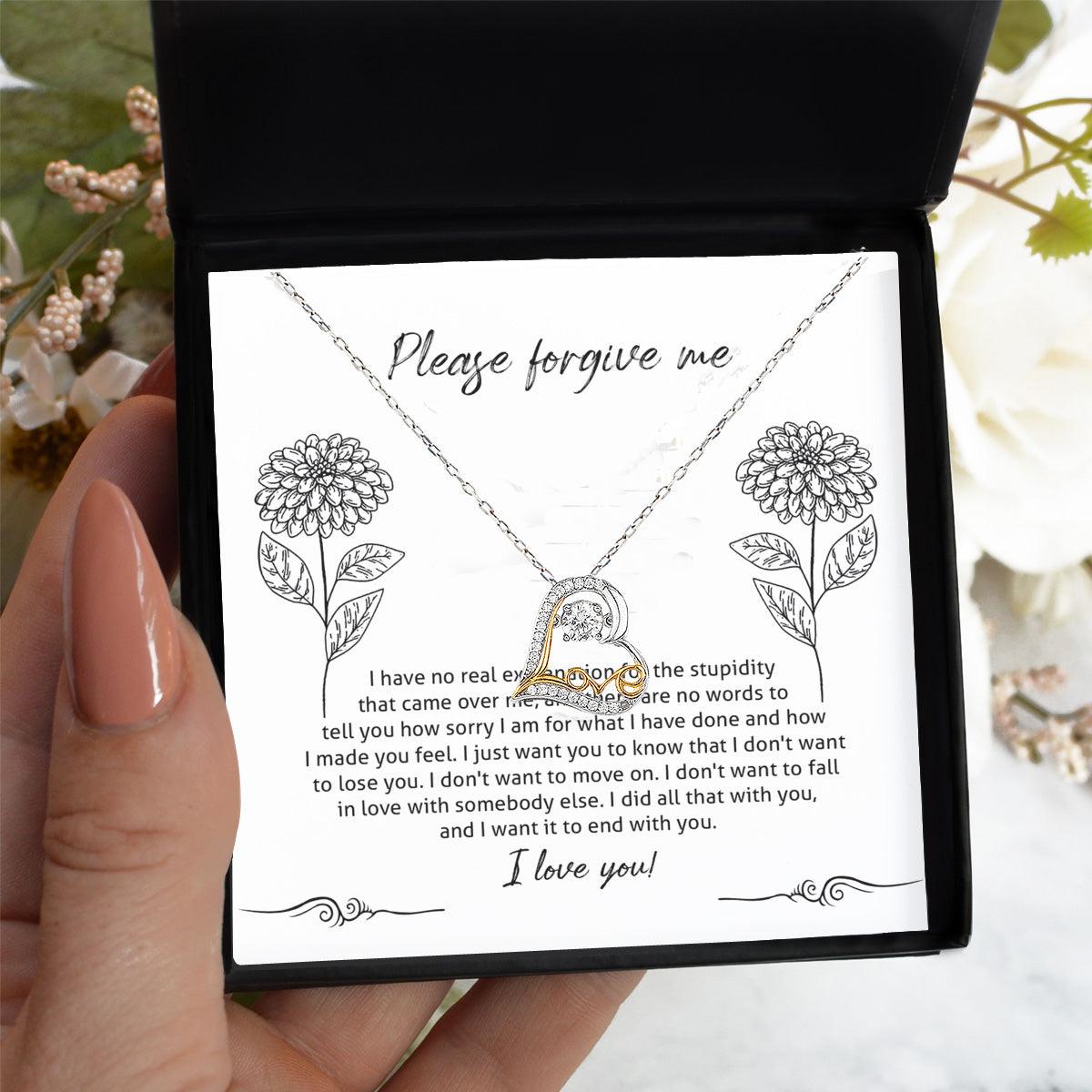 Apology Gift for Girlfriend, Wife, Soulmate - Sorry, Real Explanation - Love Dancing Heart Pendant Necklace - Mallard Moon Gift Shop
