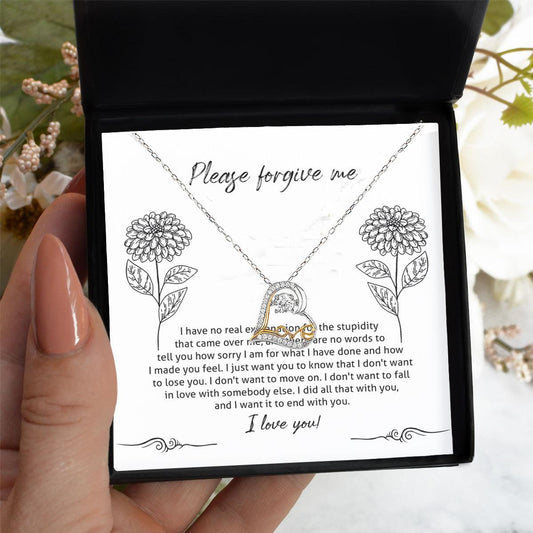 Apology Gift for Girlfriend, Wife, Soulmate - Sorry, Real Explanation - Love Dancing Heart Pendant Necklace - Mallard Moon Gift Shop