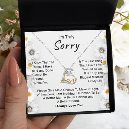 Apology Gift for Girlfriend, Wife, Soulmate - I’m Truly Sorry - Love Dancing Heart Pendant Necklace - Mallard Moon Gift Shop