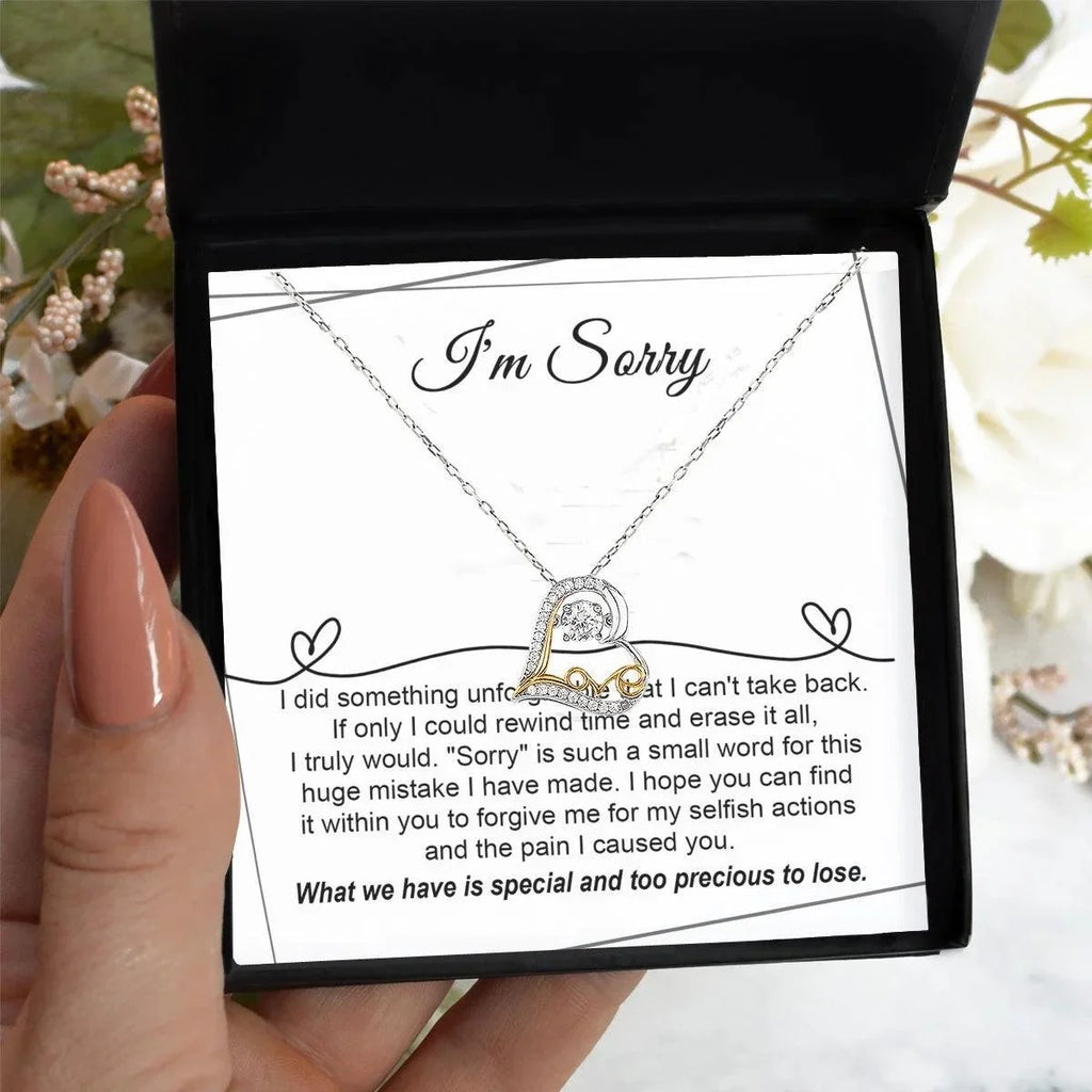 Apology Gift for Girlfriend, Wife, Soulmate - I'm Sorry, Forgive Me for the Pain I Caused You - Love Heart Pendant Necklace