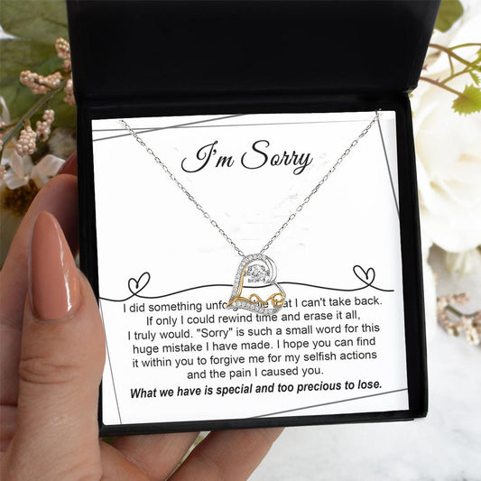 Apology Gift for Girlfriend, Wife, Soulmate - I'm Sorry, Forgive Me for the Pain I Caused You  - Love Heart Pendant Necklace - Mallard Moon Gift Shop