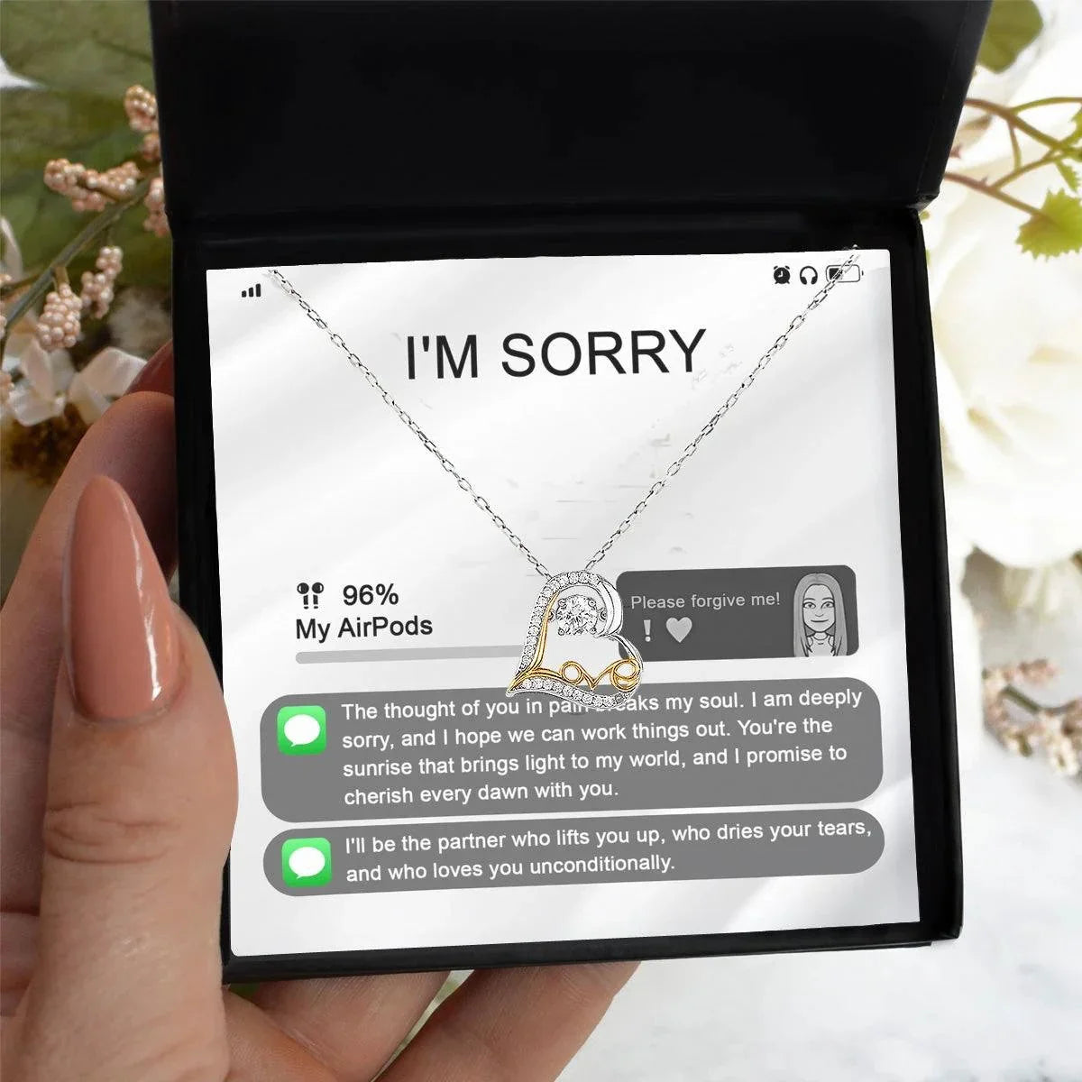 Apology Gift for Girlfriend, Wife, Soulmate - Sorry, Breaks My Soul - Love Heart Pendant Necklace