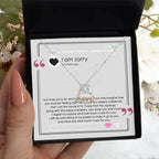 Apology Gift for Girlfriend, Wife, Soulmate - Sorry, I Care For You - Love Heart Pendant Necklace