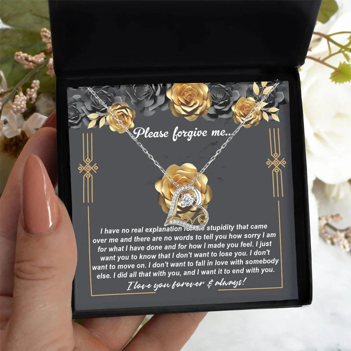 Apology Gift for Girlfriend, Wife, Soulmate - Sorry, End With You - Love Heart Pendant Necklace