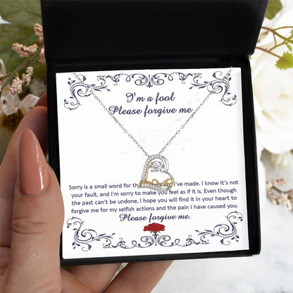 Apology Gift for Girlfriend, Wife, Soulmate - Sorry, I'm A Fool - Love Heart Pendant Necklace - Mallard Moon Gift Shop