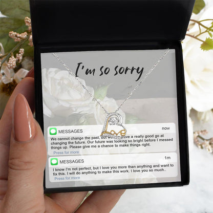 Apology Gift for Girlfriend, Wife, Soulmate - Sorry, I'm Not Perfect - Love Heart Pendant Necklace - Mallard Moon Gift Shop