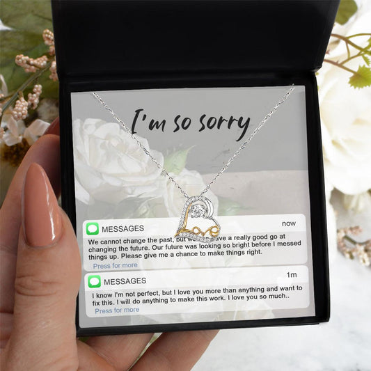 Apology Gift for Girlfriend, Wife, Soulmate - Sorry, I'm Not Perfect - Love Heart Pendant Necklace - Mallard Moon Gift Shop