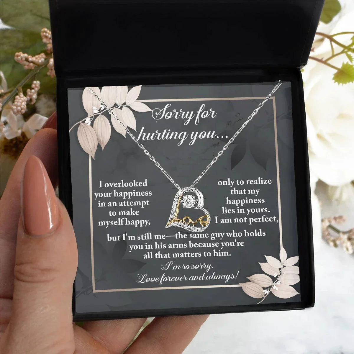 Apology Gift for Girlfriend, Wife, Soulmate - Sorry, Lies In Yours - Love Heart Pendant Necklace