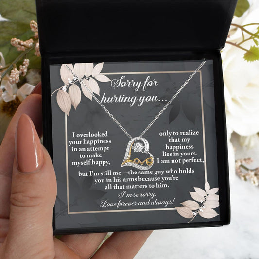 Apology Gift for Girlfriend, Wife, Soulmate - Sorry, Lies In Yours - Love Heart Pendant Necklace - Mallard Moon Gift Shop